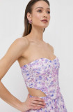 Bardot corset culoarea violet, in modele florale