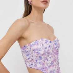 Bardot corset culoarea violet, in modele florale