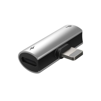 Adaptor Baseus 2 in 1 Lightning la 2 x Lightning CAL46-S1, Argintiu Negru , Incarcare si Audio Simultan foto
