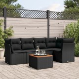 Cumpara ieftin Set mobilier de grădină cu perne, 6 piese, negru, poliratan