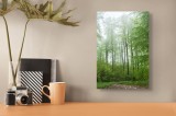 Tablou Canvas, "Pădurea &icirc;nvăluită &icirc;n ceață primăvăratică", Pădure, Verdeață, Arbori, Primăvară, Lumină, Ceață, Natură, Frunze, Tranquilitate, Umiditat