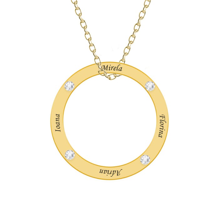 Alice - Colier personalizat nume si cristale din argint 925 placat cu aur galben 24K