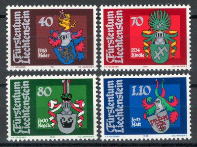 Liechtenstein 1981 766/69 MNH nestampilat - Steme (II) foto