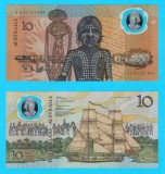 Australia (pick 49) 10 Dollars 1988 UNC serie: AA07101864; Comemorativă; Prima bancnotă de polimer din lume