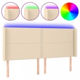 Cumpara ieftin Tablie de pat cu LED, crem, 183x16x118/128 cm, textil
