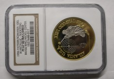 PROBA BIMETAL 100 LEI 1996 PF67UC . JOCURILE OLIMPICE DE LA ATLANTA 1996 . TIR . foto