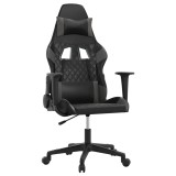 Cumpara ieftin Scaun de gaming de masaj, negru si gri, piele ecologica
