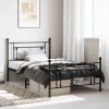 VidaXL Cadru pat metalic cu tăblii de cap/picioare, negru, 107x203 cm