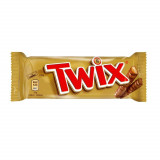 Baton Twix Twin Standard, 50g, Twix Classic, Twix Original, Baton de Ciocolata cu Caramel, Baton de Ciocolata cu Biscuit, Biscuit si Caramel Invelit i