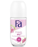 Deodorant roll-on anti-perspirant cu parfum de bujori Fresh &amp; Dry, 50ml, Fa
