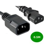 Cablul Prelungitor de Alimentare IEC C13 la C14, Cupru, 250V, 10A, 0.5m