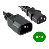 Cablul Prelungitor de Alimentare IEC C13 la C14, Cupru, 250V, 10A, 0.5m