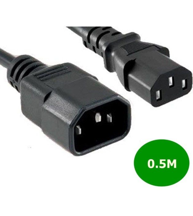 Cablul Prelungitor de Alimentare IEC C13 la C14, Cupru, 250V, 10A, 0.5m