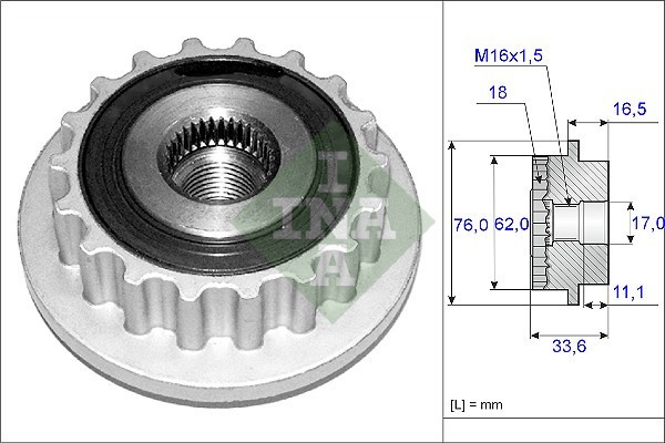 INA 535 0118 10 Sistem roata libera, generator