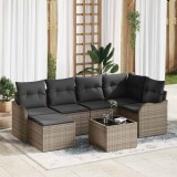 Cumpara ieftin Set de canapele pentru grădină cu pernă 7 pcs Gri Rattan poli