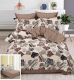 Cumpara ieftin Lenjerie Pat Bumbac 4 Piese Bej Maro - Set Cearceaf Pilota si Fete Perna