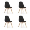 Set 4 scaune bucatarie/living, Artool, Bora, catifea, lemn, negru, 44.5x54x81.5 cm, Leobert