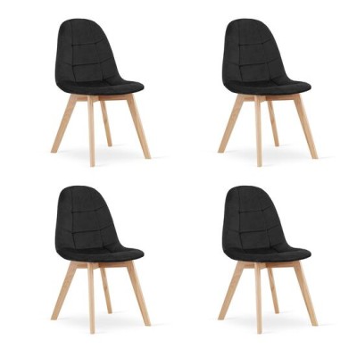 Set 4 scaune bucatarie/living, Artool, Bora, catifea, lemn, negru, 44.5x54x81.5 cm foto