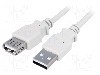 Cablu USB A mufa, USB A soclu, USB 2.0, lungime 1.8m, gri, LOGILINK - CU0010