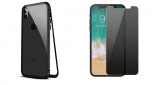 Husa Apple iPhone X Magnetica,spate din sticla securizata+ folie privacy, Negru