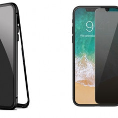 Husa Apple iPhone XS MAX Magnetica,spate din sticla securizata+ folie privacy