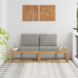 vidaXL Canapea de exterior cu pernă 2 Bucată Alb Lemn Solid de Acacia 901484