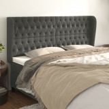 VidaXL Tăblie de pat cu aripioare gri &icirc;nchis 183x23x118/128 cm catifea