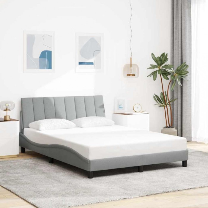 Cadru de pat fără saltea, gri deschis, 140x200 cm, textil