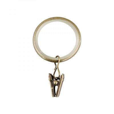 Inel metalic cu clema de agatat pentru perdele, draperii, diametru 22 mm - Bronz foto