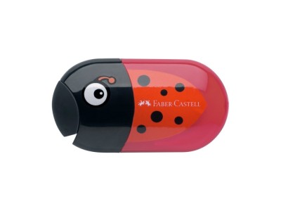 Ascutitoare plastic dubla cu container si radiera buburuza Faber-Castell foto