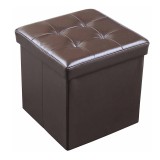Taburet pliabil cu spatiu de depozitare, 38 x 38 x 38 cm, Maro