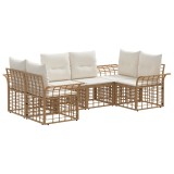 vidaXL Set de canapele de exterior 6 pcs Alb Natural și Crem Poliester 3437754