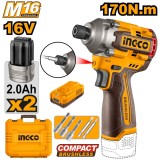 Bormasina cu Impact 16V 170Nm Brushless 0-2700 rpm 0-3500 bpm Prindere Hex 6.35mm LED CIRLI16178 cu 2 Acumulatori 2Ah si Incarcator