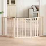 Cumpara ieftin Poartă pentru c&acirc;ini pliabilă, 3 panouri, 150 cm, lemn de plop
