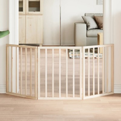 vidaXL Poartă de acces pentru c&amp;acirc;ini pliabilă, 3 panouri, 150 cm, lemn de plop 352172 foto