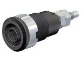Soclu Banană 4mm 32A 1kV Negru Nichelat Alamă