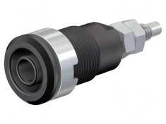 Soclu Banană 4mm 32A 1kV Negru Nichelat Alamă