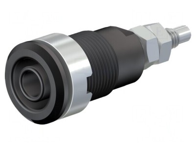 Soclu Banană 4mm 32A 1kV Negru Nichelat Alamă foto
