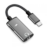 Adaptor Audio USB-C - USB-C / 3.5mm Techsuit AC22 AcustiCore, Gri