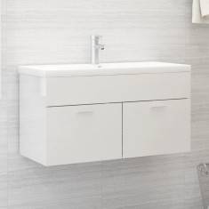 vidaXL Dulap de chiuvetă, alb extralucios, 90x38,5x46 cm, PAL 804671