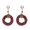 Cercei dama argint 925 placati aur roz, granat fatetat &amp; zirconiu, 3.8cm, handmade Italia. Cutie cadou