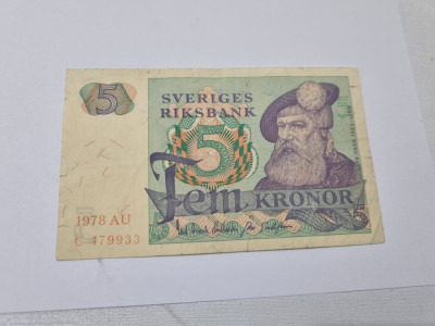 bancnota suedia 5 k 1978 foto