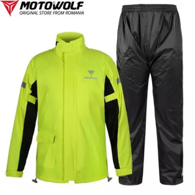 Echipament Moto Impermeabil si Respirabil Motowolf, Unisex, Verde/Negru - Geaca si Pantaloni foto