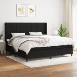 Cumpara ieftin Pat box spring cu saltea, negru, 200x200 cm, textil