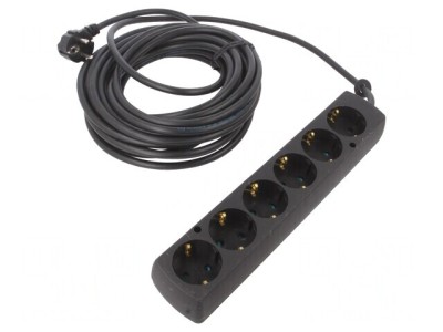 Prelungitor alimentare Schuko 6 Prize PVC Negru 3x1,5mm2 foto