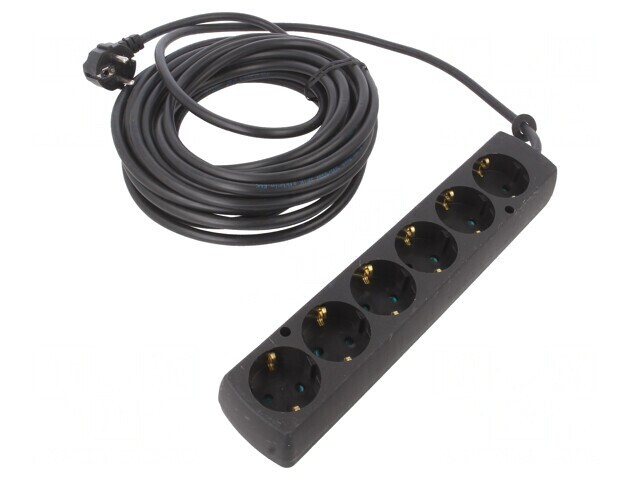 Prelungitor alimentare Schuko 6 Prize PVC Negru 3x1,5mm2