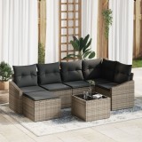 Gossi set de dining pentru gradina cu 6 piese si perne, ratan negru