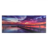Tablou Canvas cu LED, Peisaj Dig, Apus de Soare, 100x40x1.5cm, Oem
