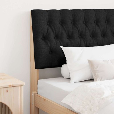 vidaXL Tăblie tapițată Negru 90 cm Lemn de pin masiv 879361 foto