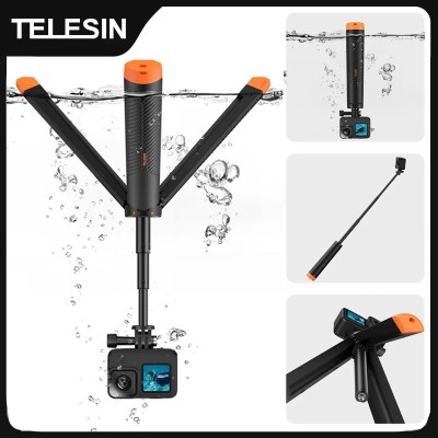 Selfie stick 4in1: selfie stick, trepied, suport filmare, plutitor camera actiune GoPro 7 8 9 10 11 12 13 foto